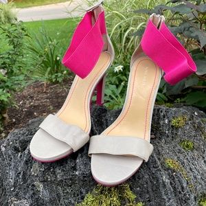 Ankle strap heels with a pop of color